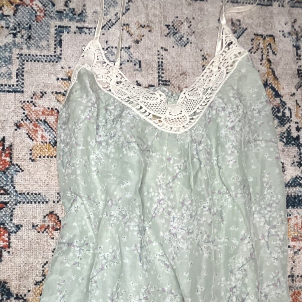 Anthropologie Papinelle Cheri Blossom Maxi Nightgown Silk Cotton Large $109 - Picture 3 of 9